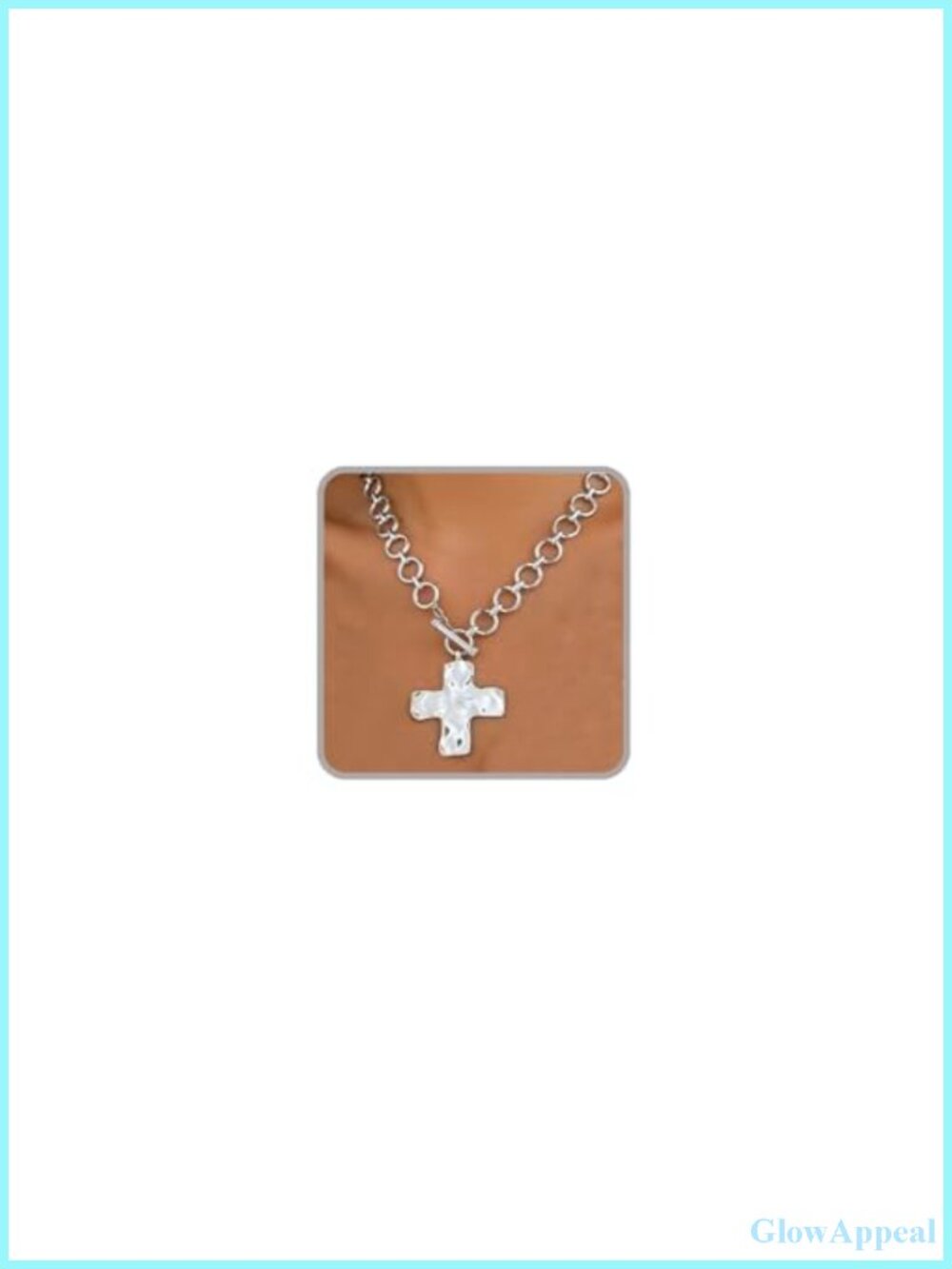 Chunky Statement Cross Pendant Necklace for Women Alloy Toggle Clasp Large
